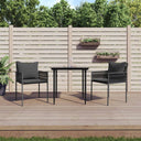 vidaXL 3-delige Tuinset met kussens poly rattan en staal