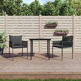 vidaXL 3-delige Tuinset met kussens poly rattan en staal