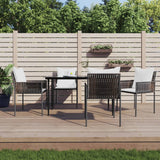 vidaXL 3-delige Tuinset met kussens poly rattan en staal