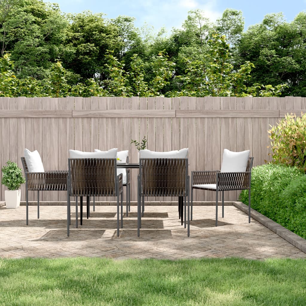 vidaXL 3-delige Tuinset met kussens poly rattan en staal