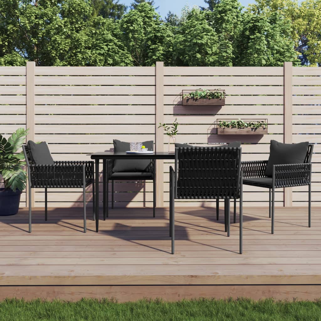 vidaXL 3-delige Tuinset met kussens poly rattan en staal