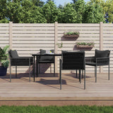 vidaXL 3-delige Tuinset met kussens poly rattan en staal