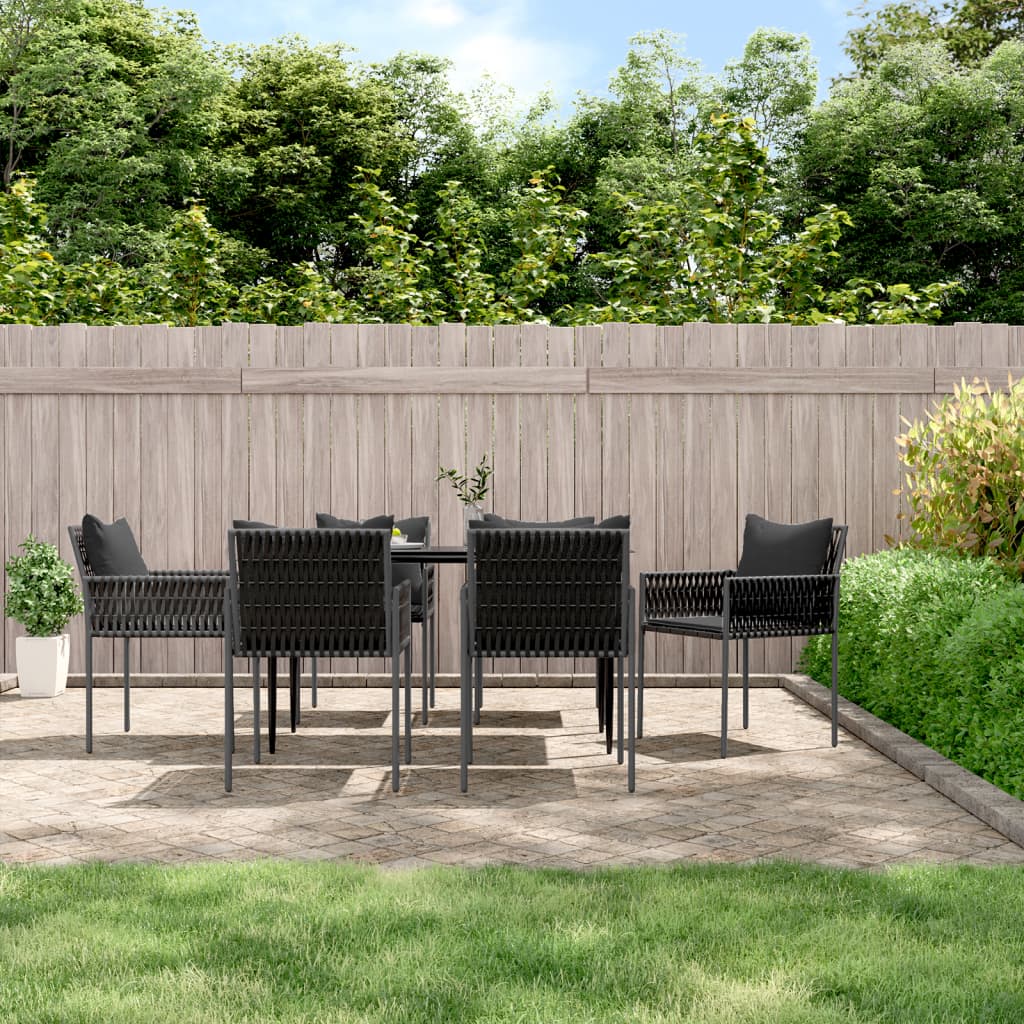 vidaXL 3-delige Tuinset met kussens poly rattan en staal
