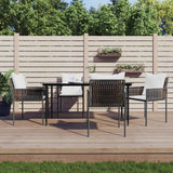 vidaXL 5-delige Tuinset met kussens poly rattan en staal