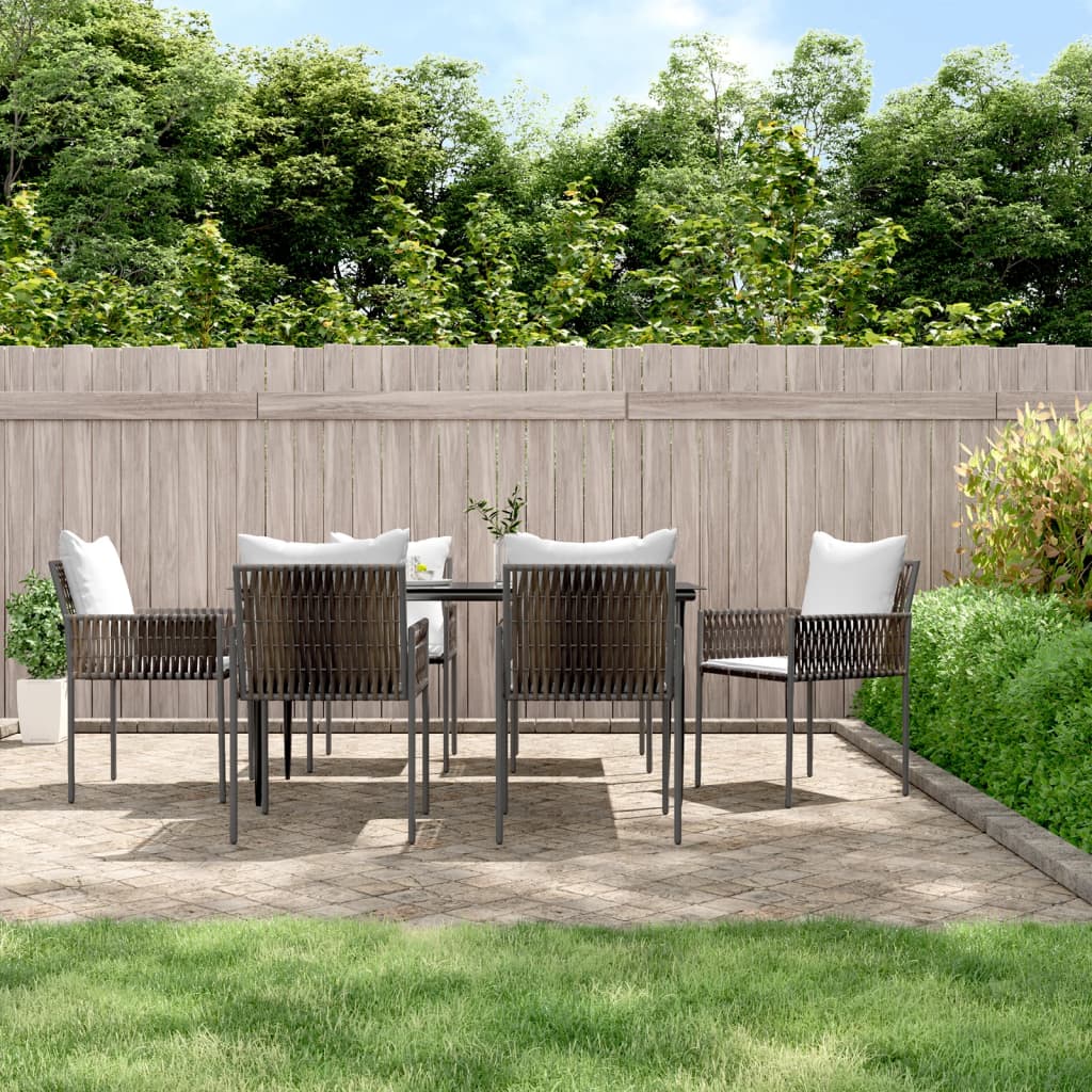 vidaXL 5-delige Tuinset met kussens poly rattan en staal
