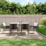 vidaXL 5-delige Tuinset met kussens poly rattan en staal
