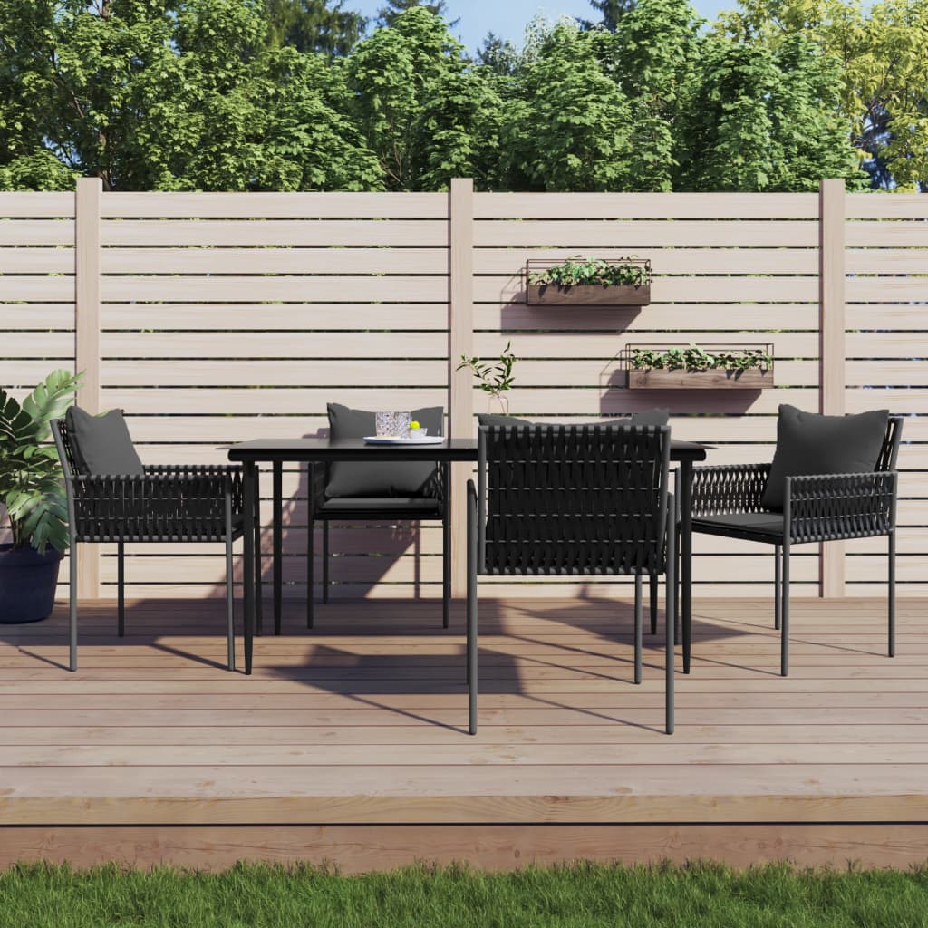 vidaXL 5-delige Tuinset met kussens poly rattan en staal