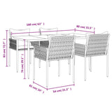 vidaXL 5-delige Tuinset met kussens poly rattan en staal