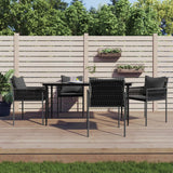 vidaXL 5-delige Tuinset met kussens poly rattan en staal