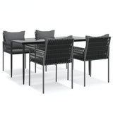 vidaXL 5-delige Tuinset met kussens poly rattan en staal