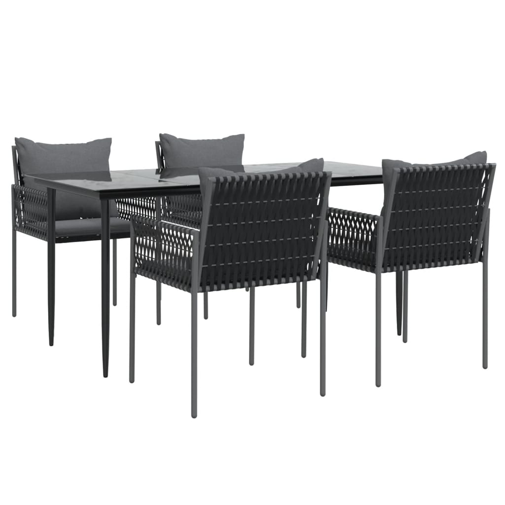 vidaXL 5-delige Tuinset met kussens poly rattan en staal