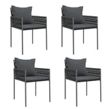 vidaXL 5-delige Tuinset met kussens poly rattan en staal