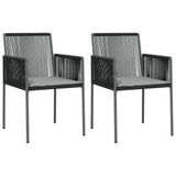 vidaXL 3-delige Tuinset met kussens poly rattan en staal zwart