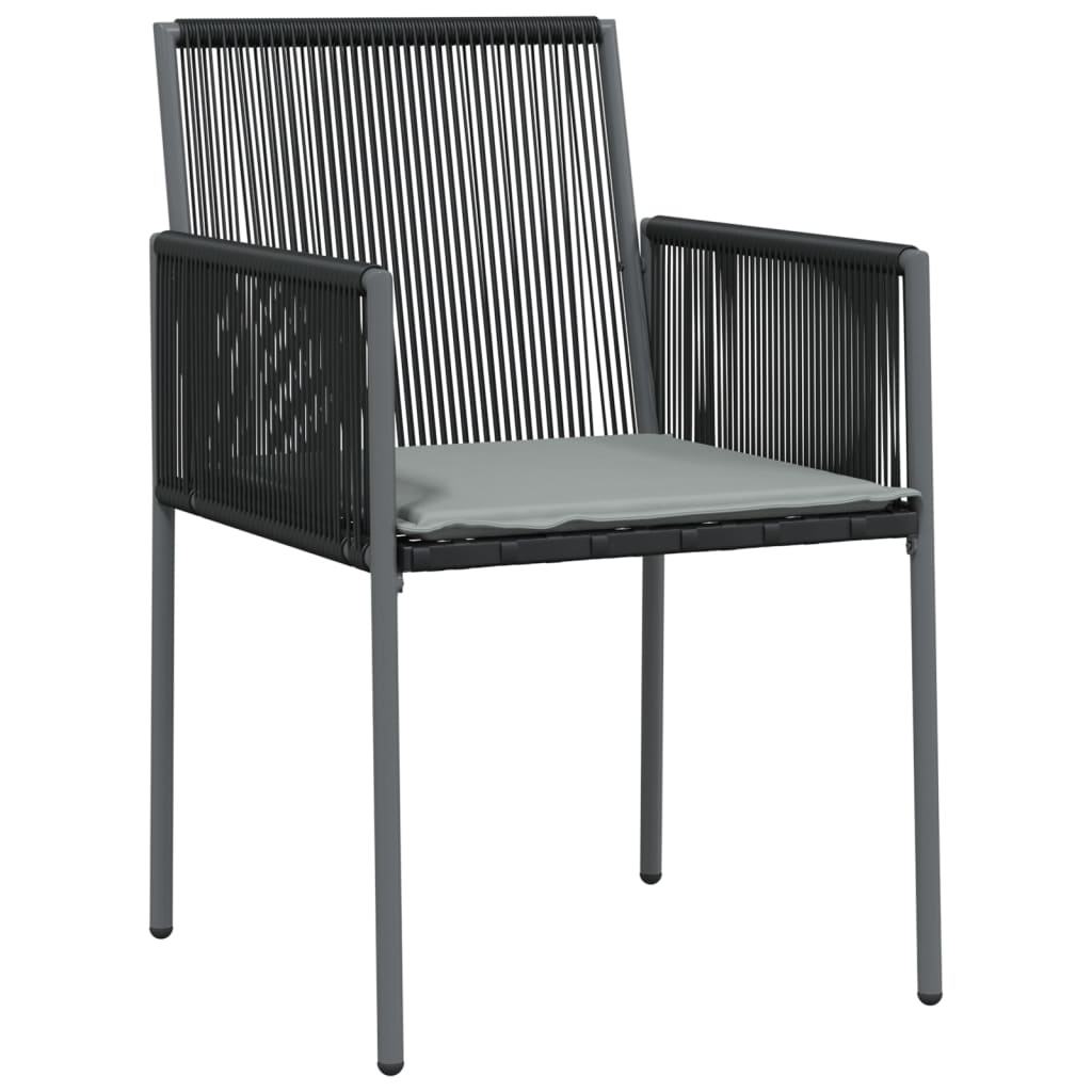 vidaXL 3-delige Tuinset met kussens poly rattan en staal zwart