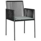 vidaXL 3-delige Tuinset met kussens poly rattan en staal zwart