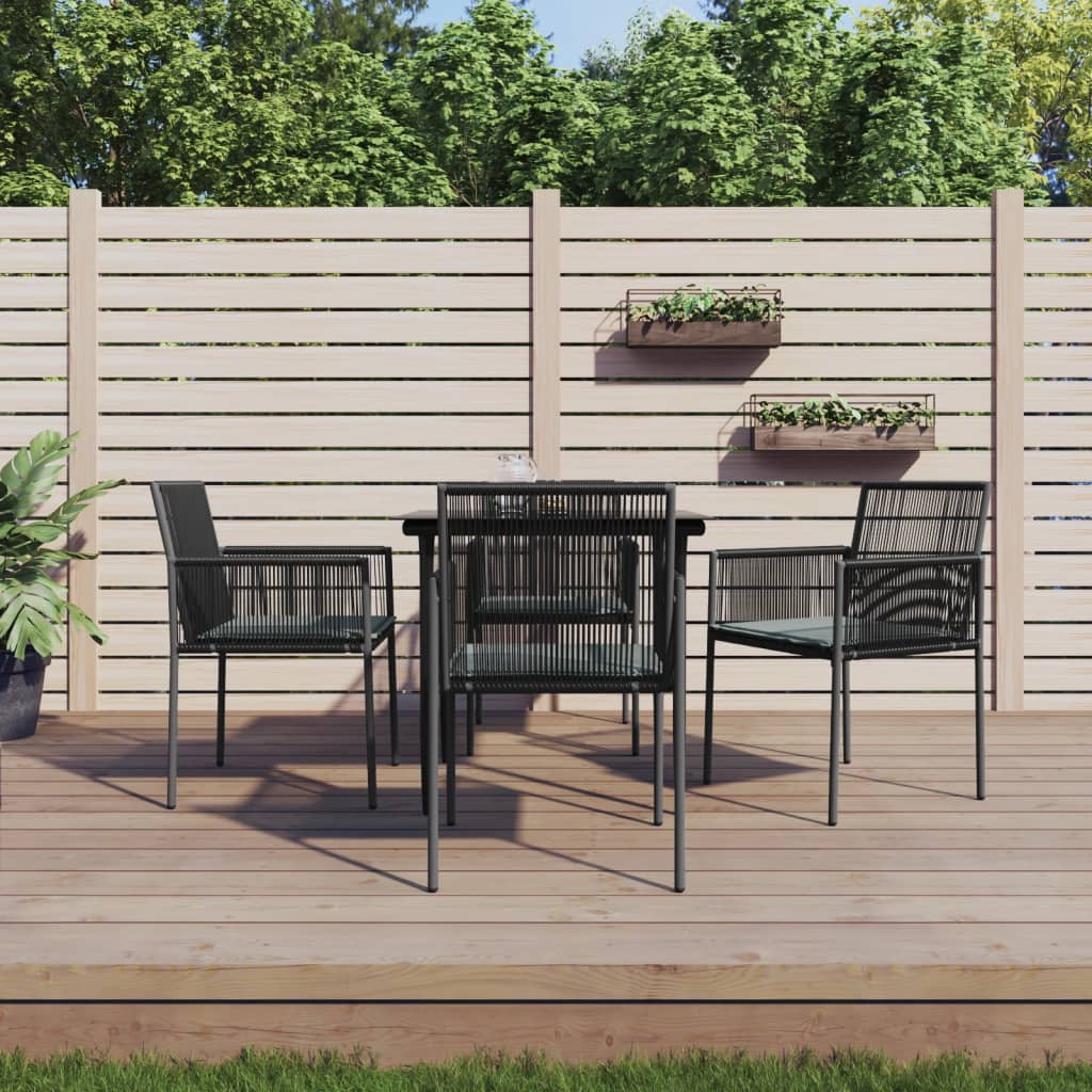 vidaXL 3-delige Tuinset met kussens poly rattan en staal zwart