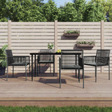 vidaXL 3-delige Tuinset met kussens poly rattan en staal zwart