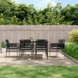 vidaXL 3-delige Tuinset met kussens poly rattan en staal zwart