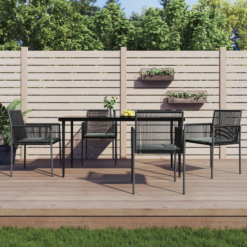 vidaXL 3-delige Tuinset met kussens poly rattan en staal zwart