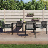 vidaXL 3-delige Tuinset met kussens poly rattan en staal zwart
