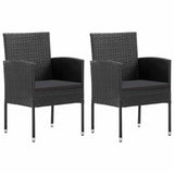 vidaXL Tuinstoelen 2 st met witte kussens poly rattan zwart