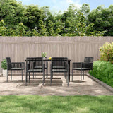 vidaXL 3-delige Tuinset met kussens poly rattan en staal zwart