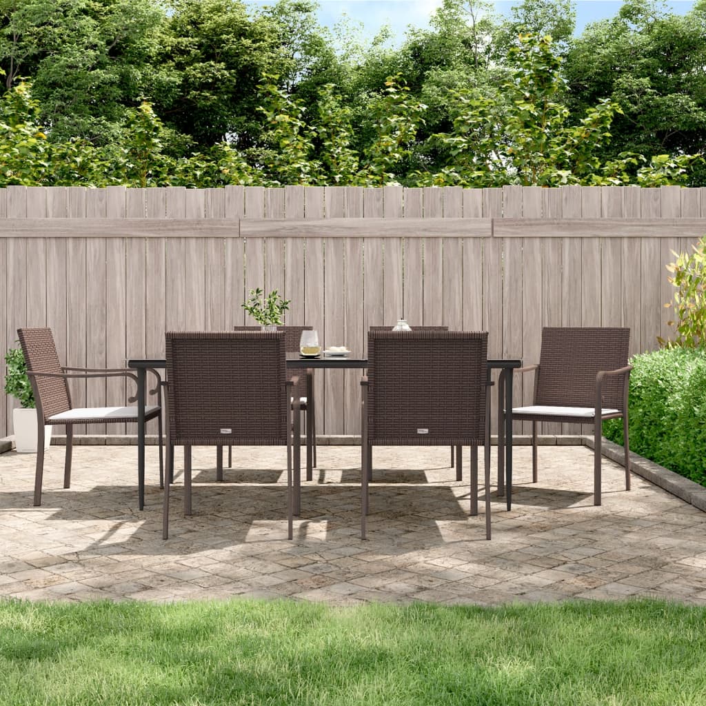 vidaXL Tuinstoelen 4 st met kussens 56x59x84 cm poly rattan bruin