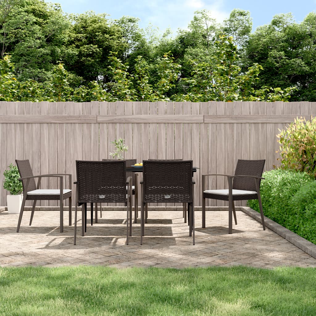 vidaXL Tuinstoelen 4 st met kussens 56,5x57x83 cm poly rattan bruin
