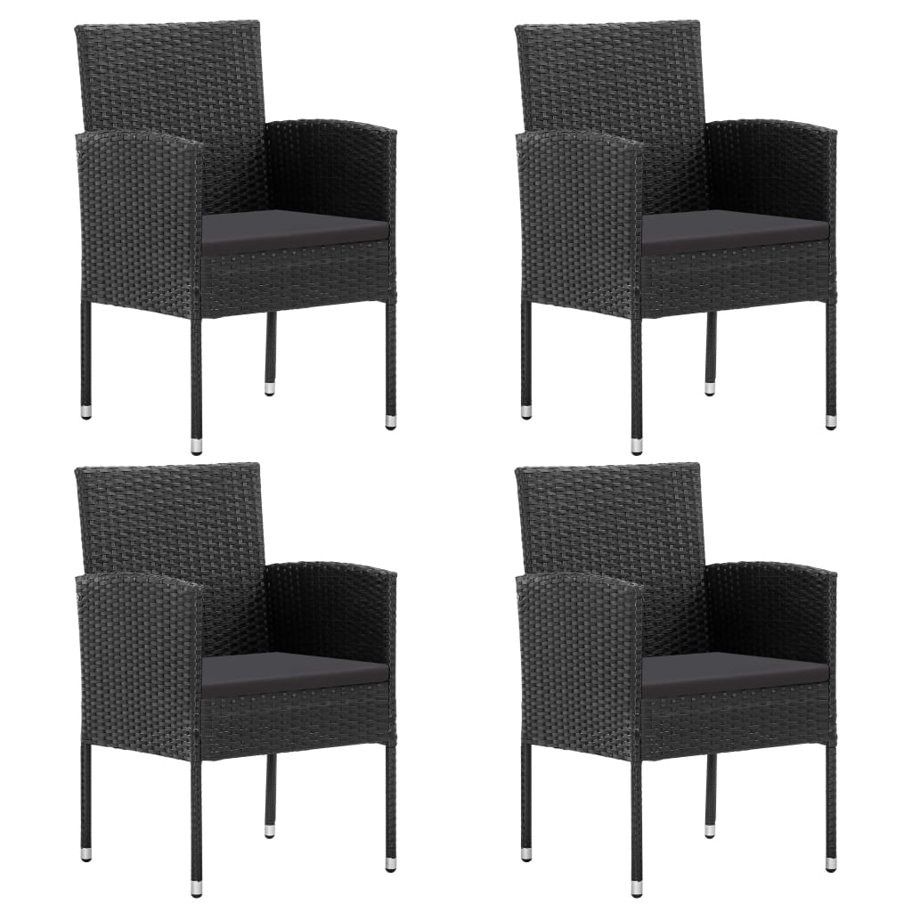 vidaXL Tuinstoelen 2 st met witte kussens poly rattan zwart