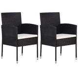 vidaXL Tuinstoelen 2 st met witte kussens poly rattan zwart