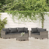 vidaXL 5-delige Loungeset met kussens poly rattan grijs