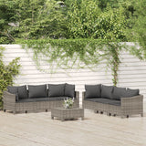 vidaXL 5-delige Loungeset met kussens poly rattan grijs