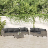 vidaXL 5-delige Loungeset met kussens poly rattan grijs