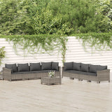 vidaXL 5-delige Loungeset met kussens poly rattan grijs