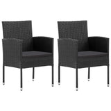 vidaXL Tuinstoelen 2 st met witte kussens poly rattan zwart