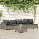 vidaXL 4-delige Loungeset met kussens poly rattan grijs