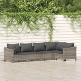 vidaXL 4-Piece Lounge Set with Cushions Poly Rattan Grey