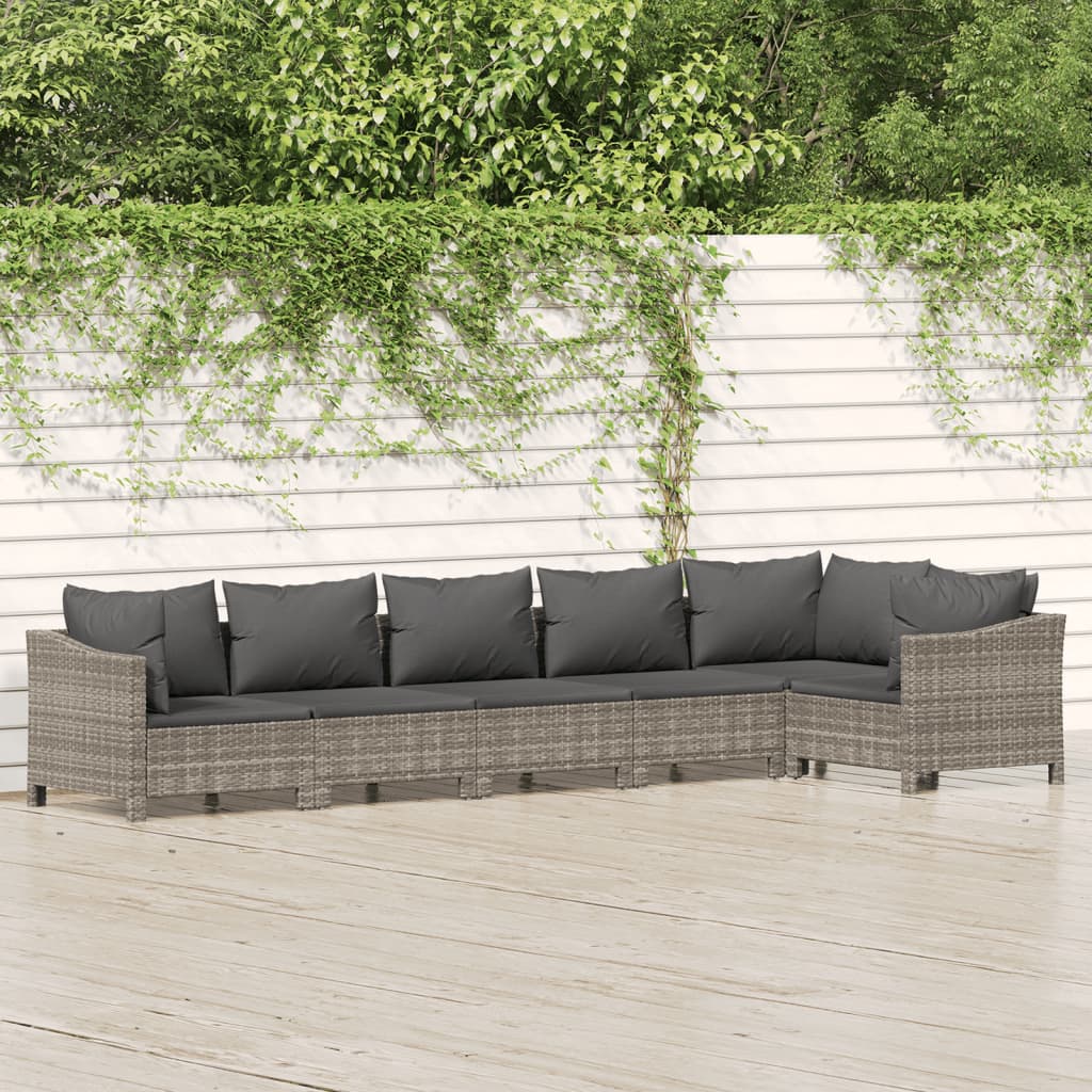 vidaXL 4-Piece Lounge Set with Cushions Poly Rattan Grey