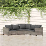 vidaXL 6-delige Loungeset met kussens poly rattan grijs