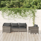 vidaXL 5-Piece Lounge Set with Cushions Poly Rattan Grey