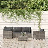vidaXL 5-Piece Lounge Set with Cushions Poly Rattan Grey