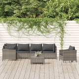 vidaXL 5-Piece Lounge Set with Cushions Poly Rattan Grey