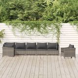 vidaXL 5-Piece Lounge Set with Cushions Poly Rattan Grey