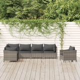 vidaXL 7-Piece Lounge Set with Cushions Poly Rattan Grey