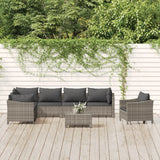 vidaXL 7-Piece Lounge Set with Cushions Poly Rattan Grey