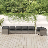 vidaXL 7-delige Loungeset met kussens poly rattan grijs