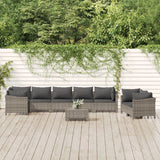 vidaXL 7-delige Loungeset met kussens poly rattan grijs