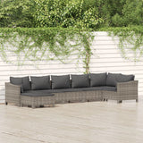 vidaXL 6-delige Loungeset met kussens poly rattan grijs