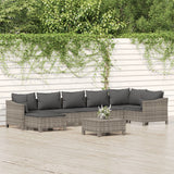vidaXL 6-delige Loungeset met kussens poly rattan grijs