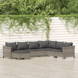vidaXL 7-Piece Lounge Set with Cushions Poly Rattan Grey
